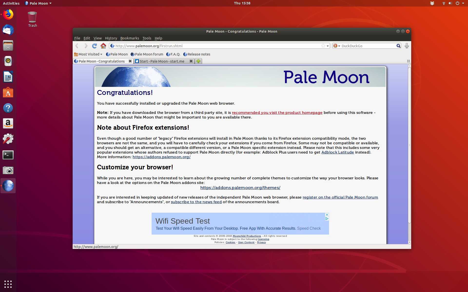 Pale Moon webbläsare
