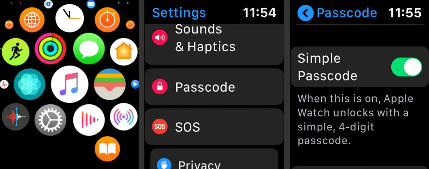 Lösenordsskärm på Apple Watch