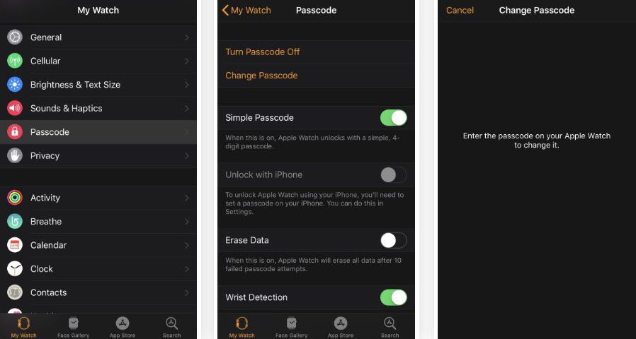 Långt lösenord Apple Watch Lock Iphone -app skärmdump