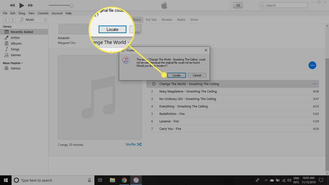 iTunes med Sök -knappen markerad