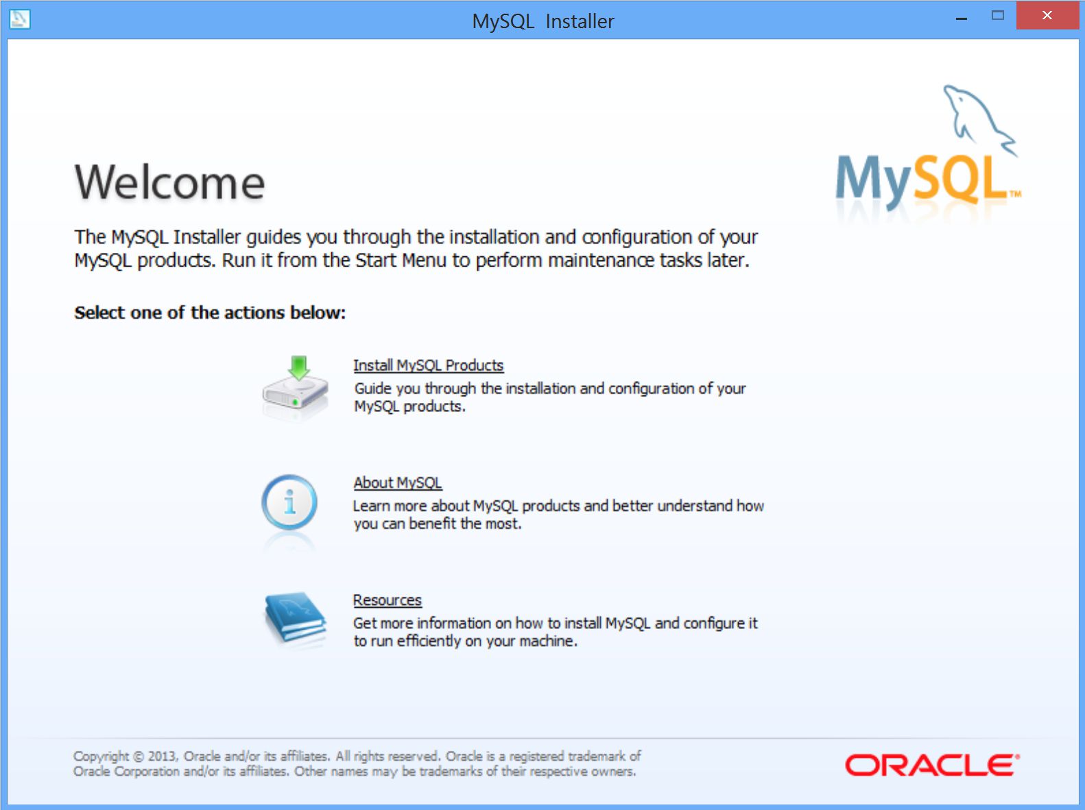 MySQL -installationsskärm