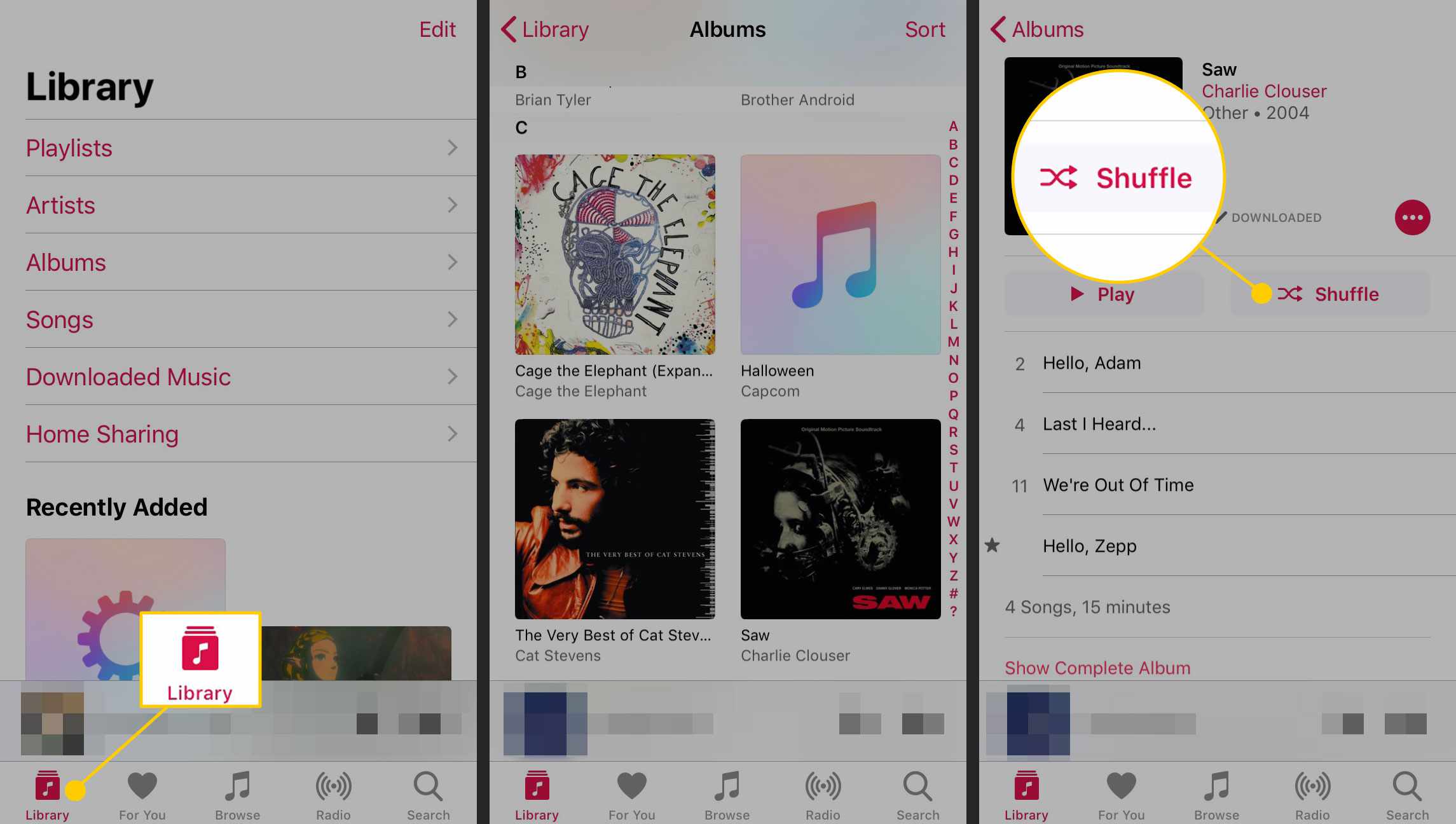 Blandar ett album i appen Musik på iPhone