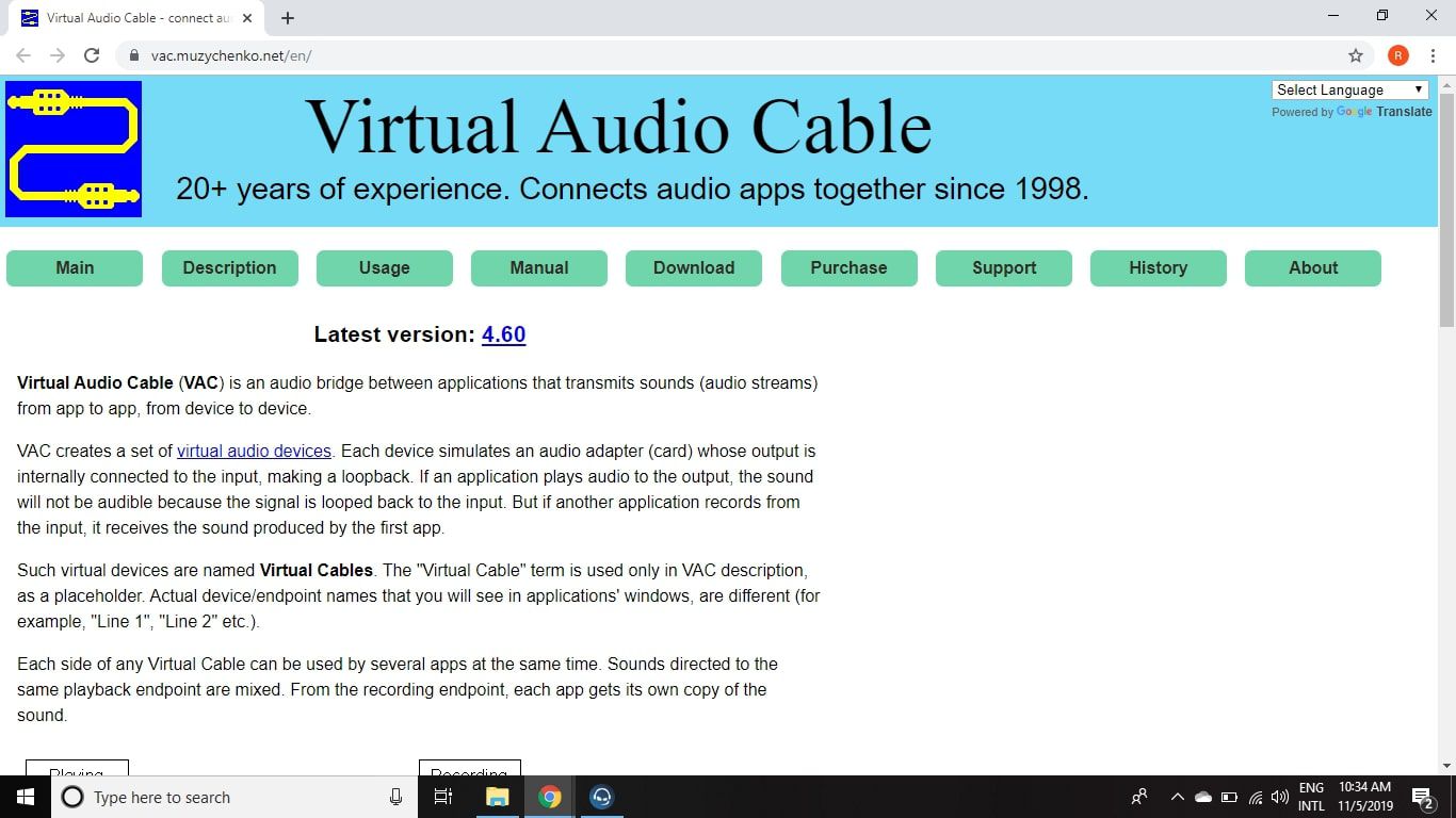Ladda ner och installera Virtual Audio Cable (VAC).