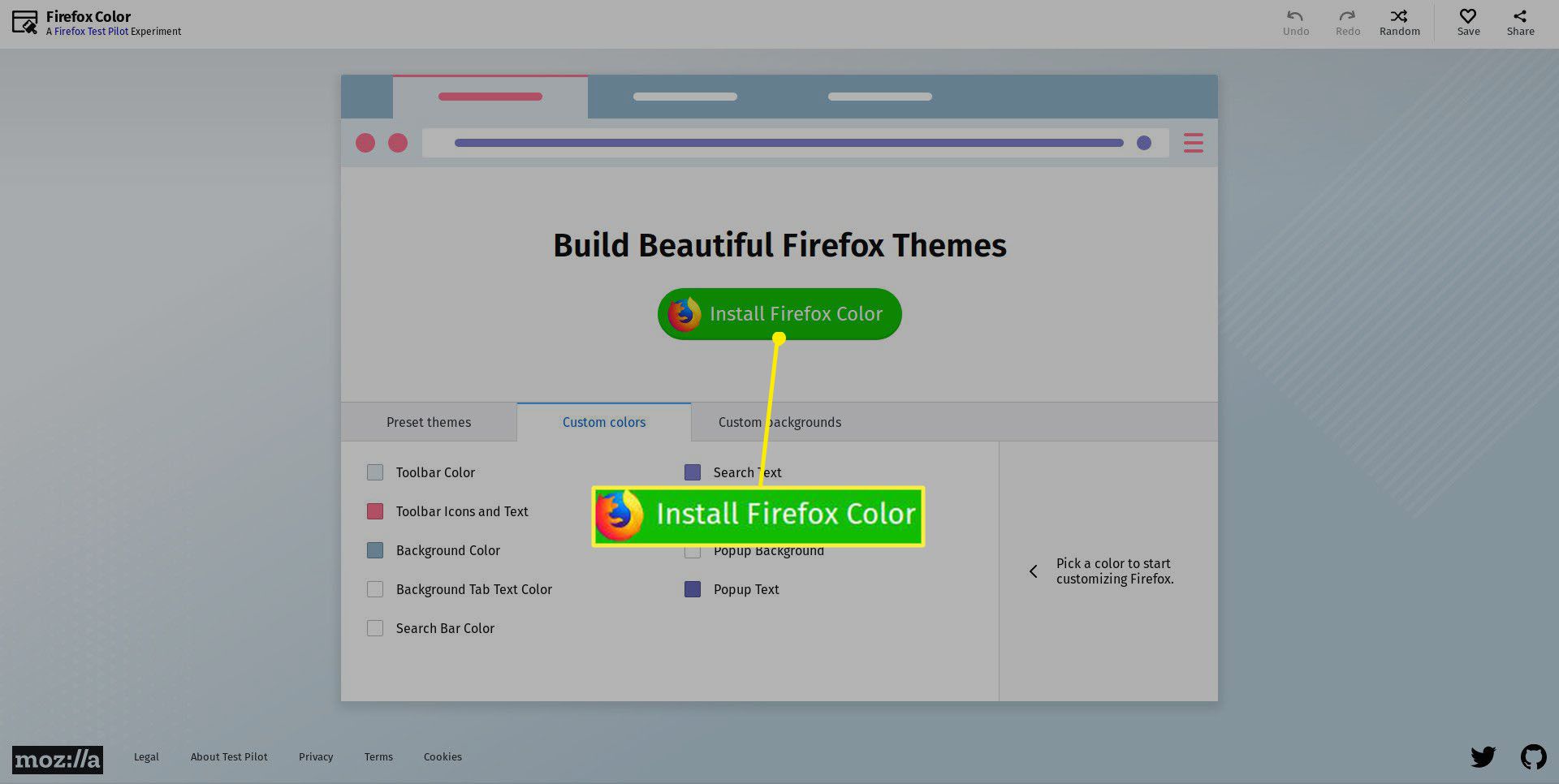 Installera tillägget Firefox Color