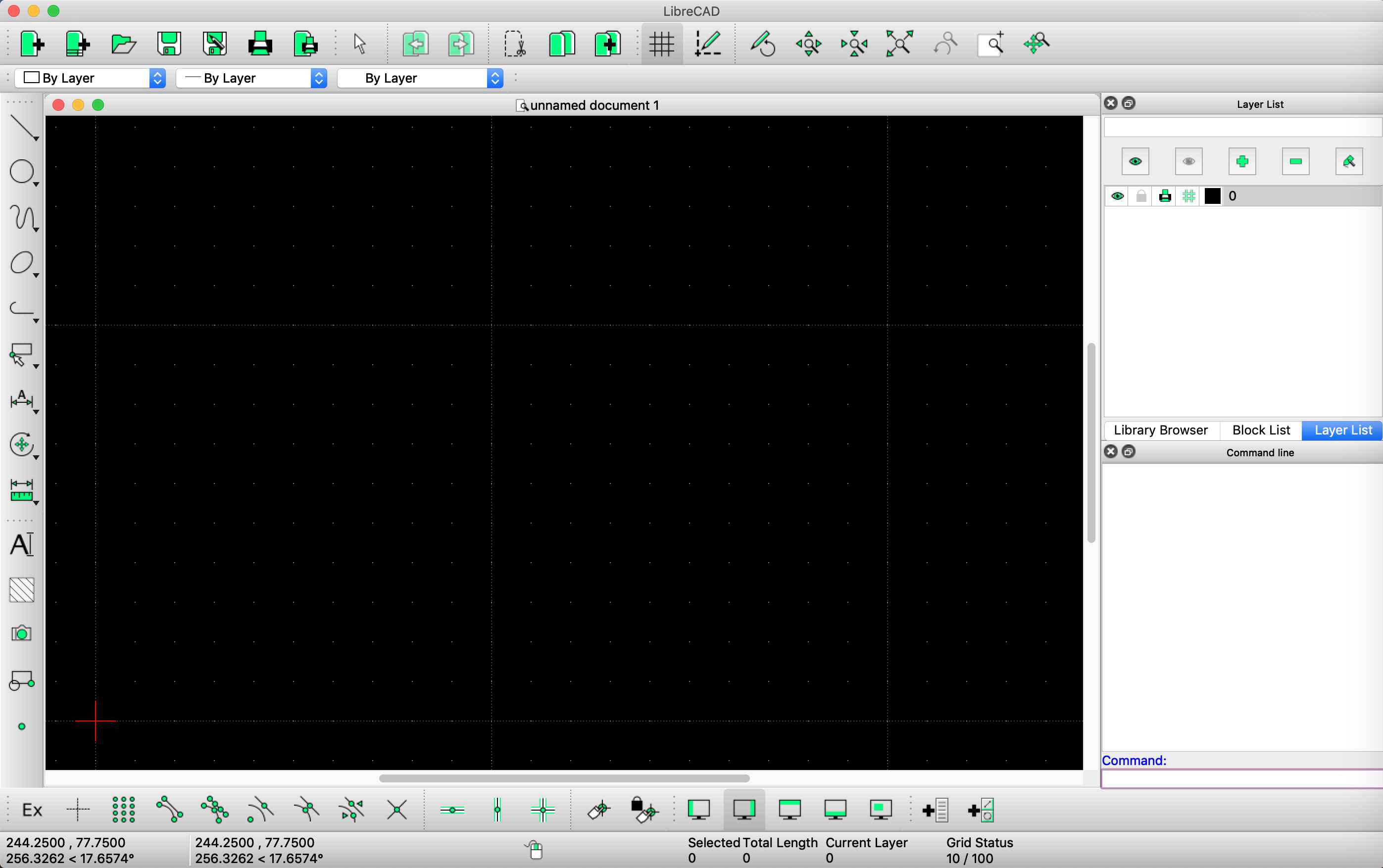 LibreCAD -skärmdump på macOS