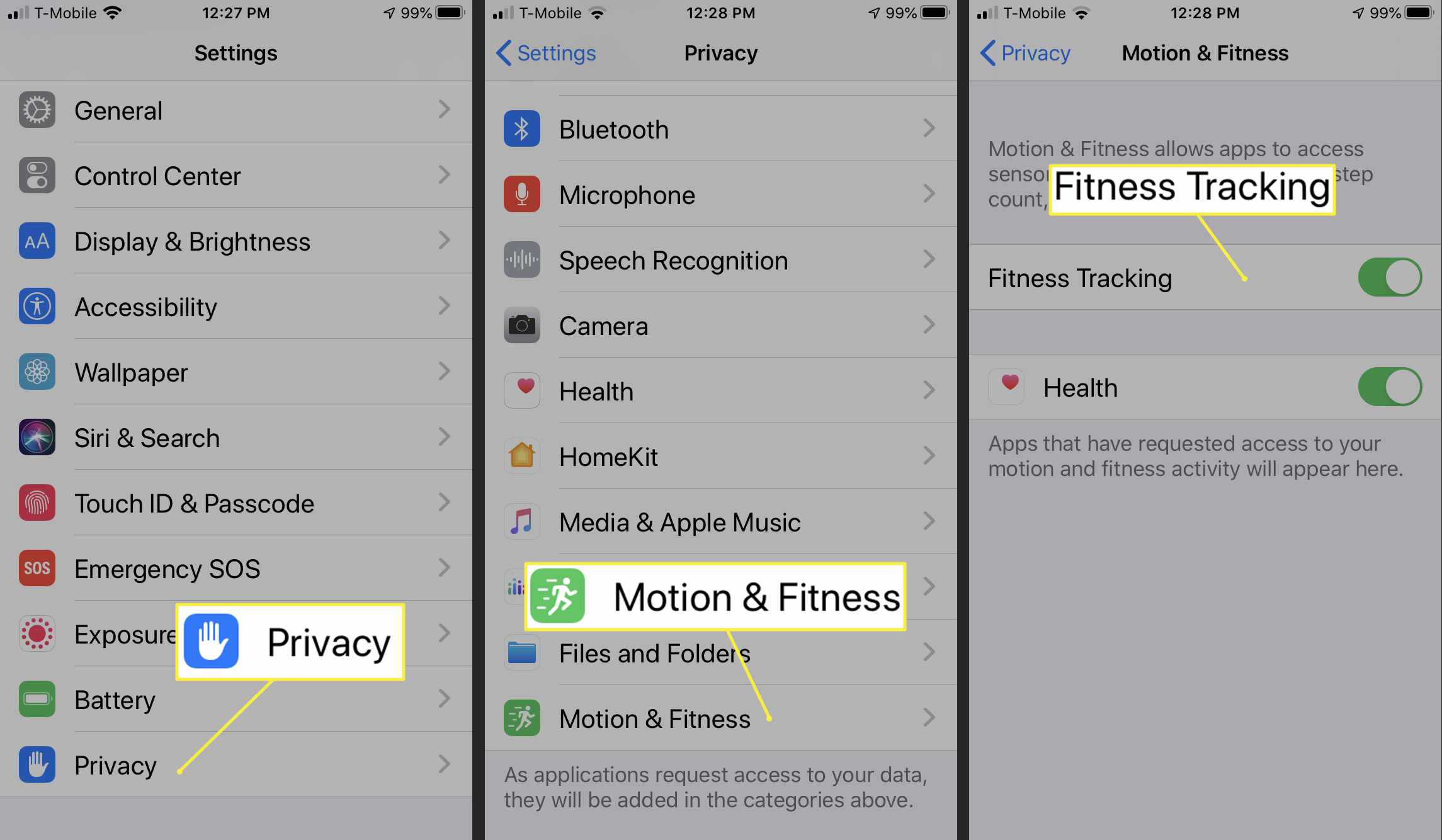 Aktiverar Fitness Tracking på iPhone