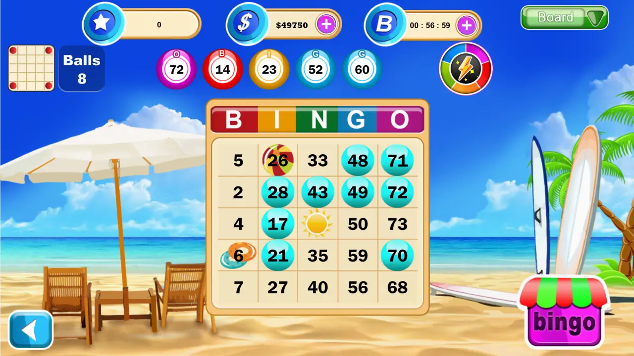 Skärmdump av att spela Surf Bingo