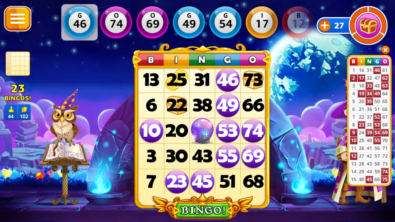 Skärmdump av att spela Wizard Bingo på Android
