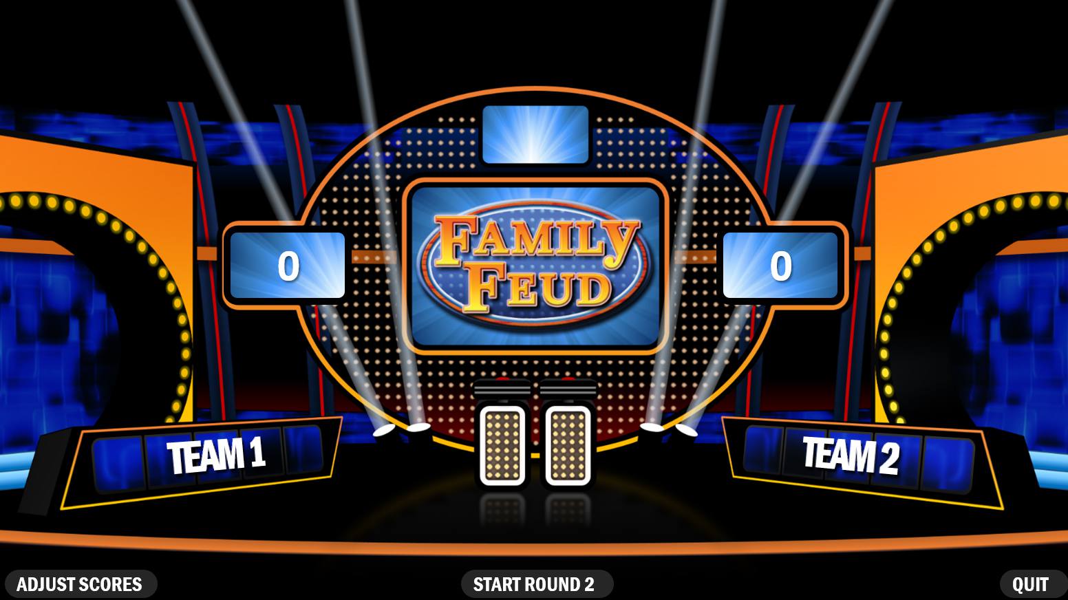 En Family Feud -teamskärm från en PowerPoint -mall