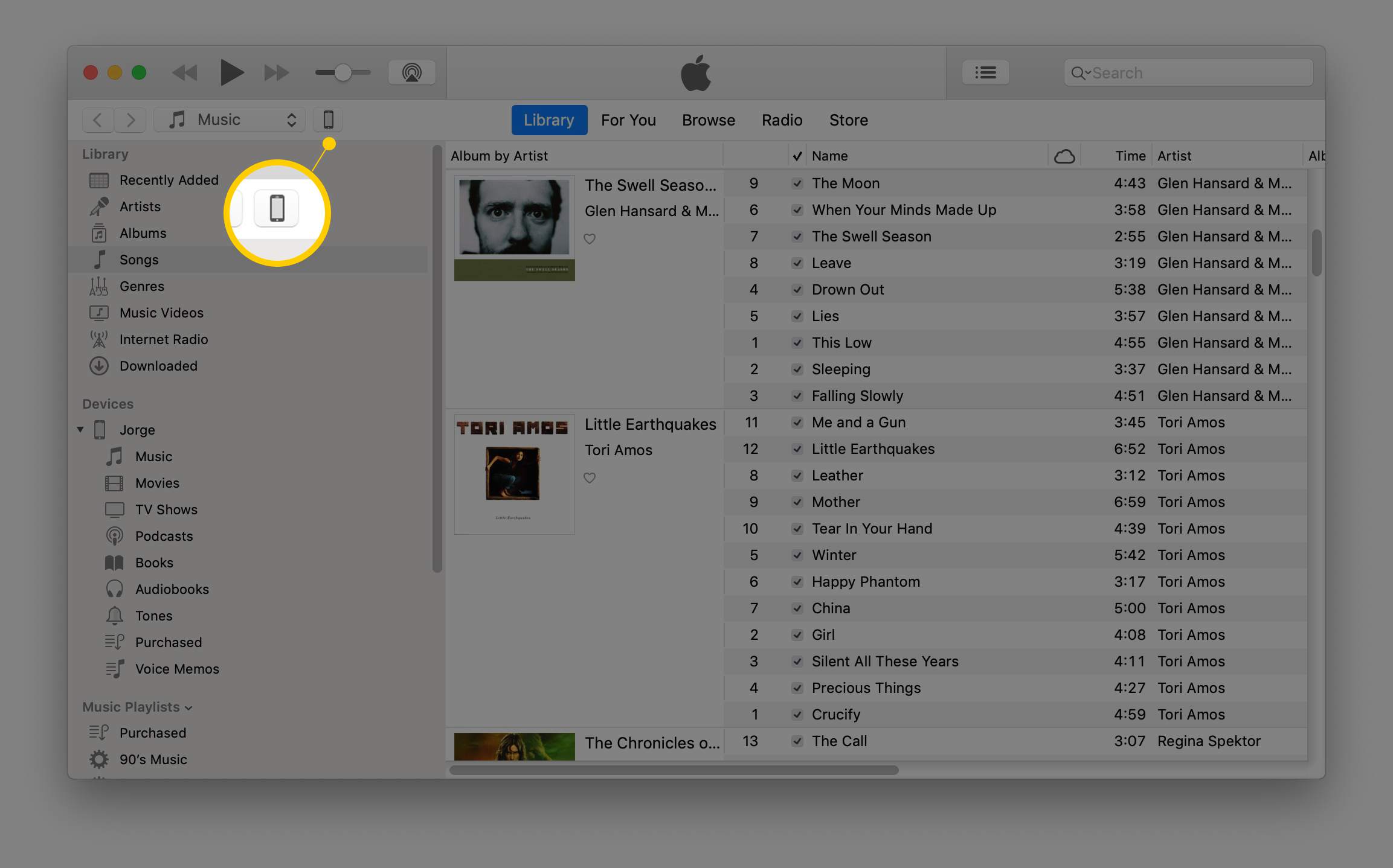iPhone -ikon i iTunes för macOS