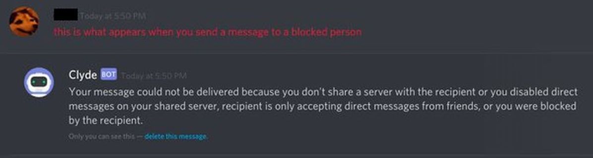 Discord-meddelande till blockerad användare