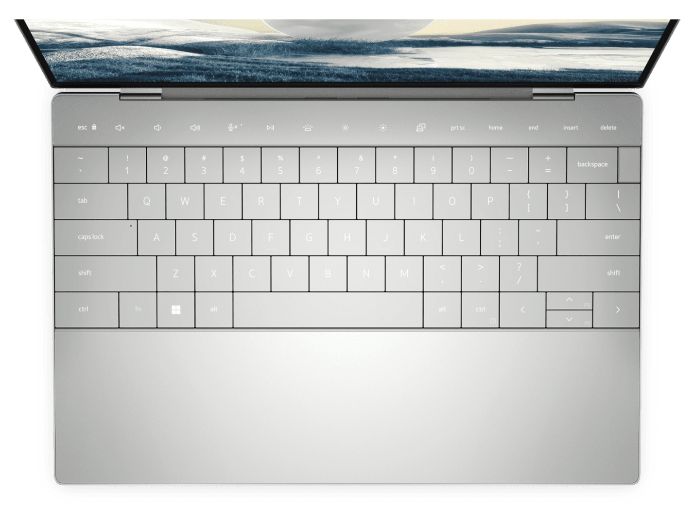 Ovanifrån av tangentbordet på Dell XPS 13 Ultrabook