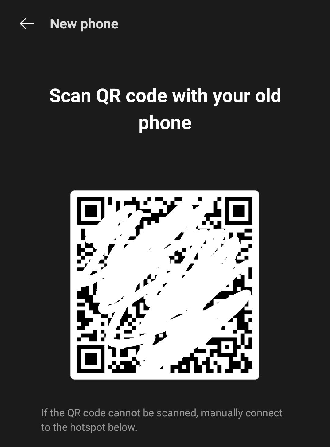 Exempel på en QR-kod som genereras i Clone Phone