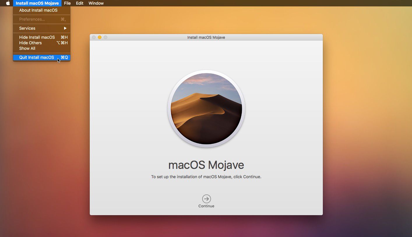 Så här avslutar du installationsprogrammet för macOS Mojave