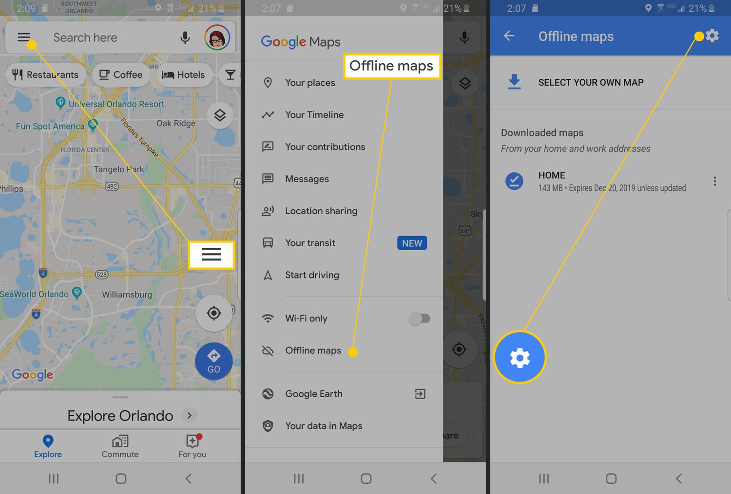 Google Maps-appen på Android.