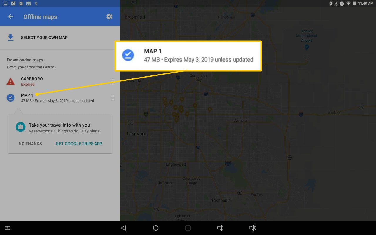 Nyligen laddade ner "Map 1" på Google Maps