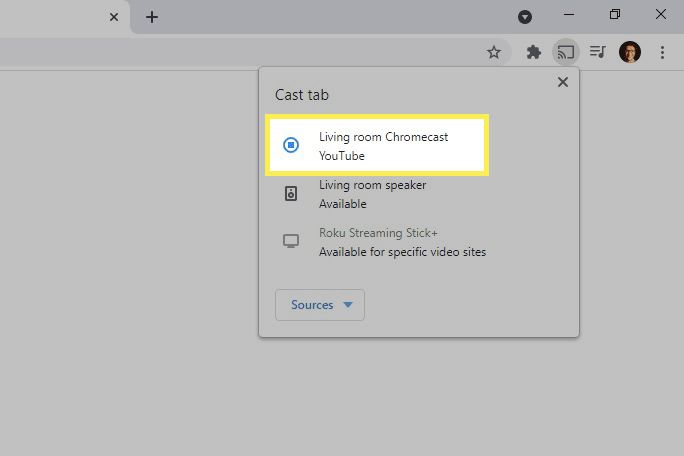 YouTube listad som Chromecast-ström i Chrome