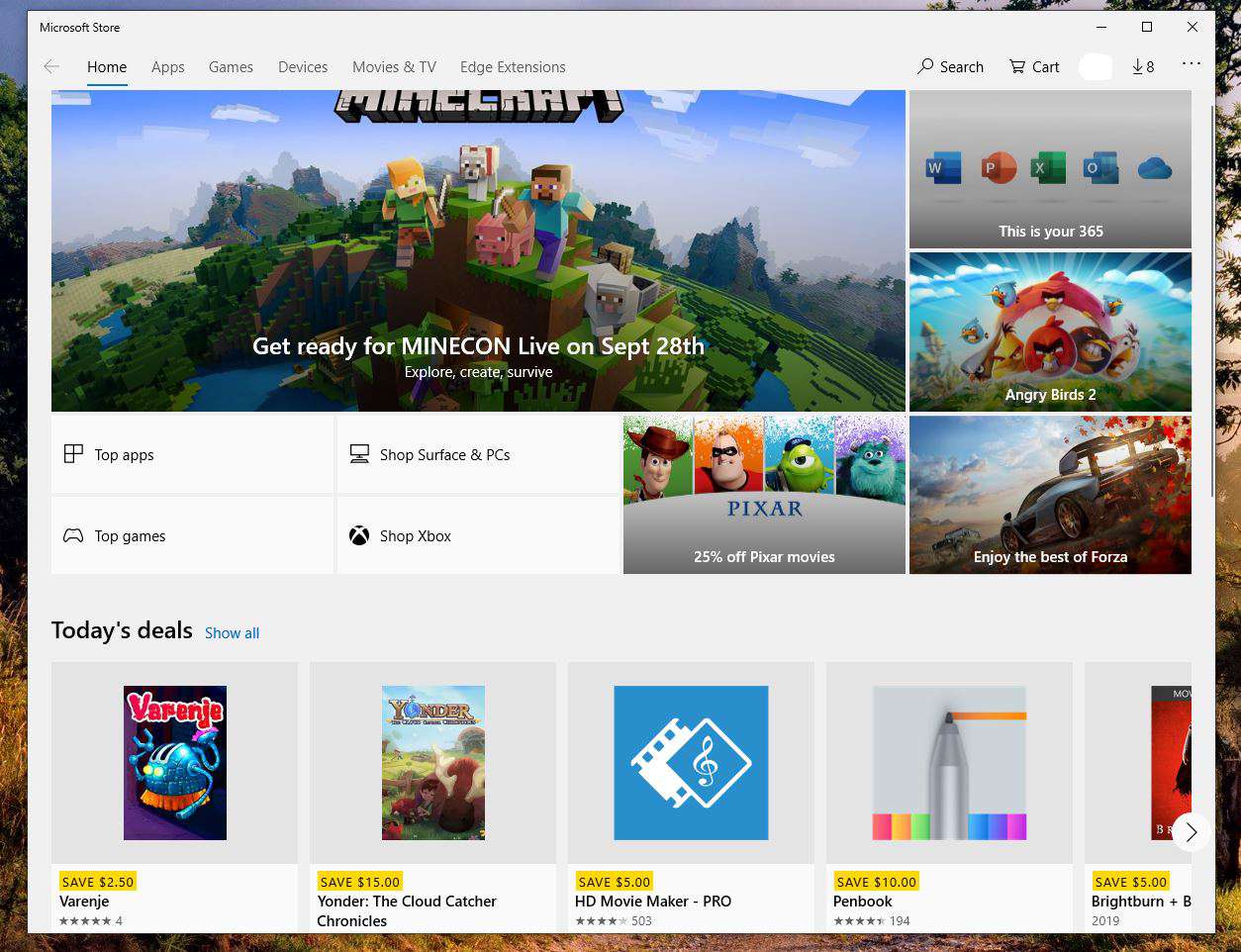 Skärmdump av Microsoft Store
