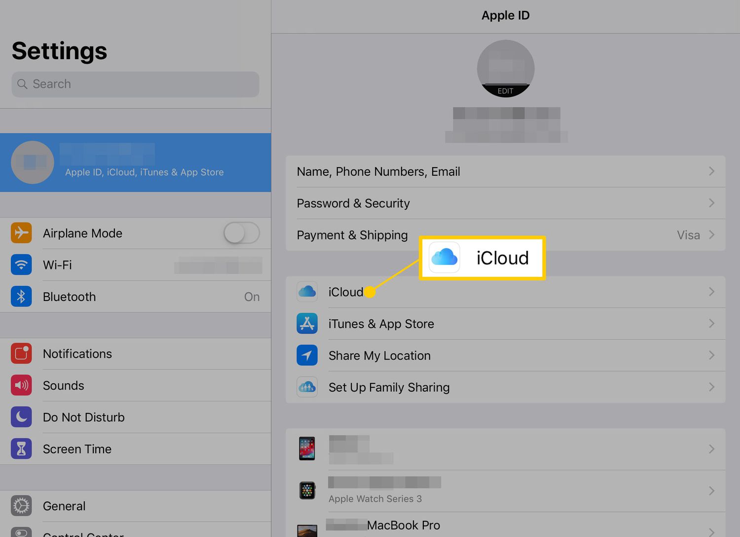 iCloud i iPad-inställningarna