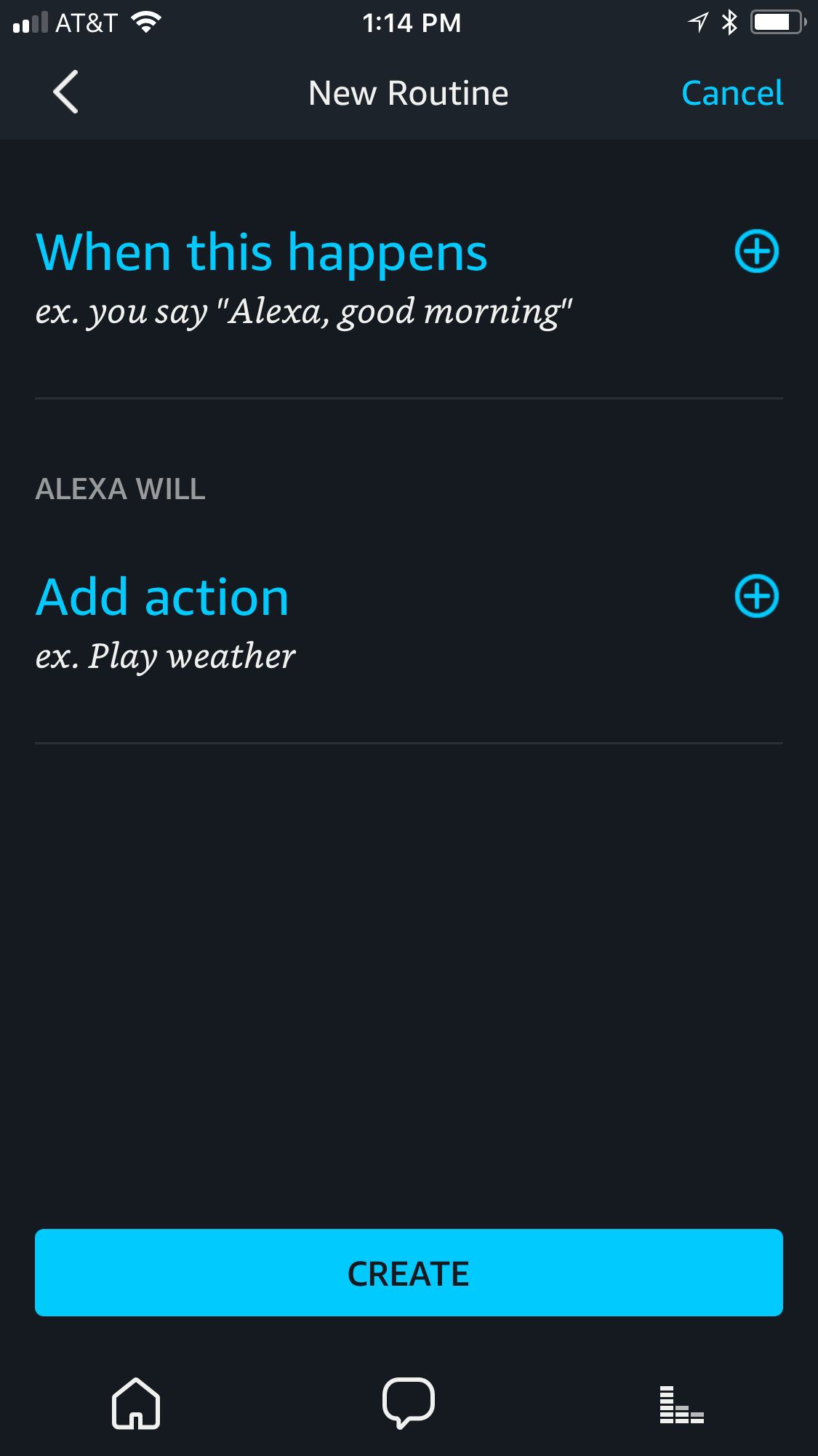 En skärmdump i Alexa-appen med Add Action som visas.