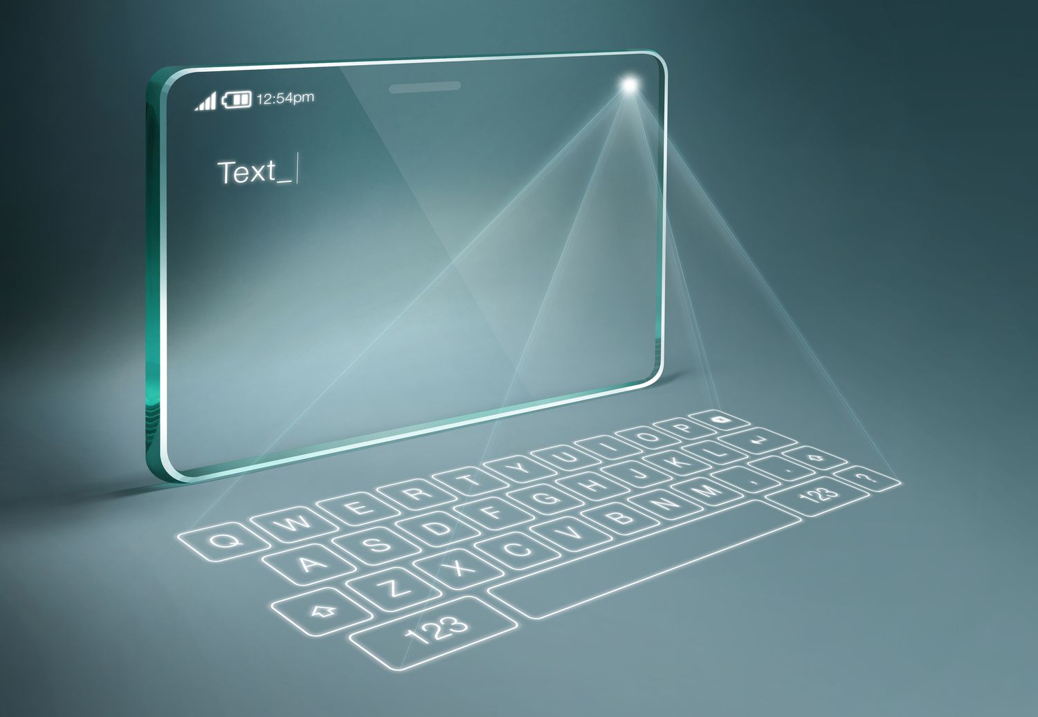 Transparent surfplatta med digitalt virtuellt tangentbord 