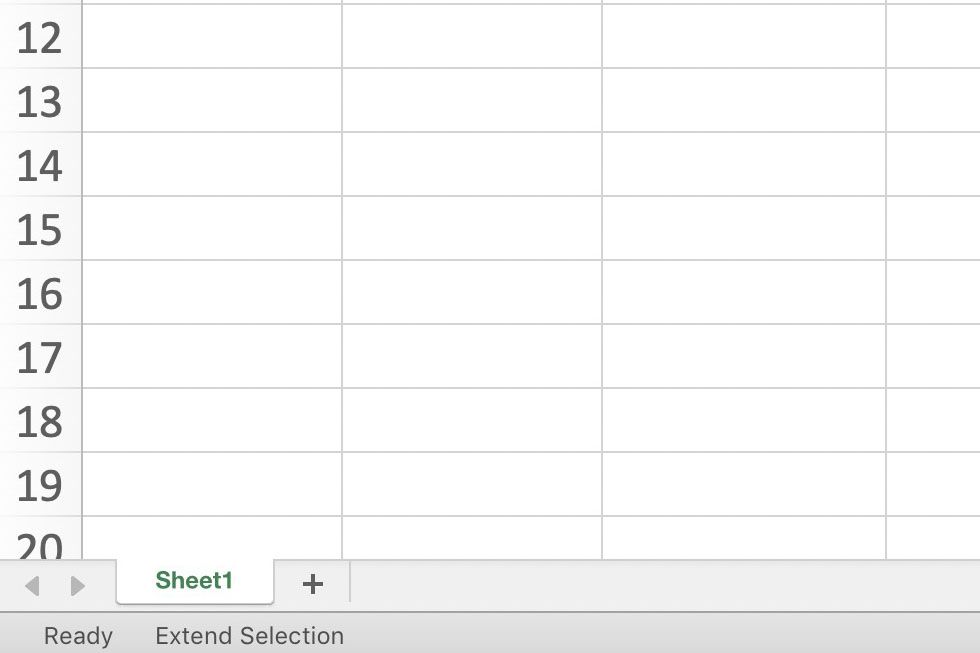 Skärmdump av Excel som visar status för utökat urval